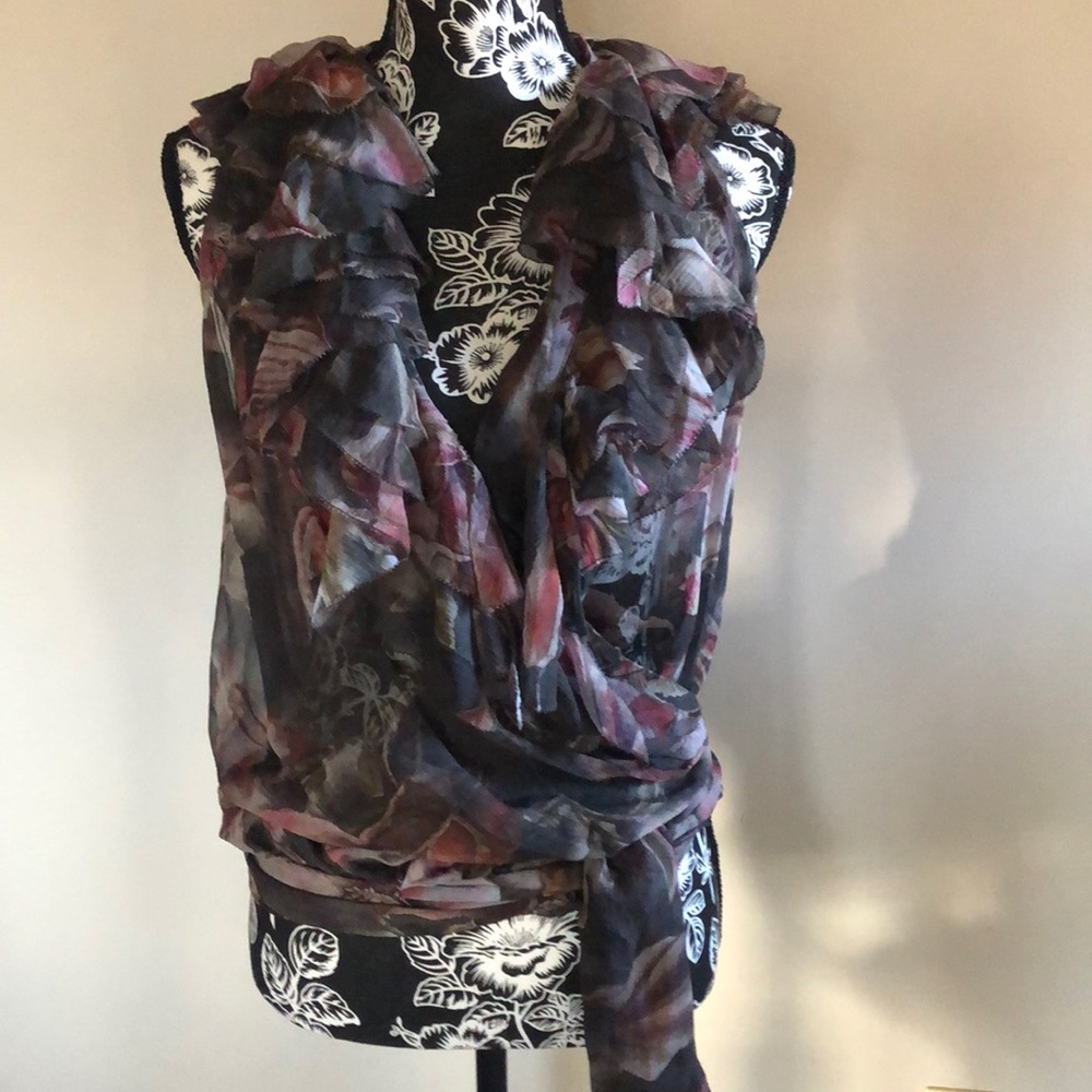 All Saints Ruffled Wrap Top